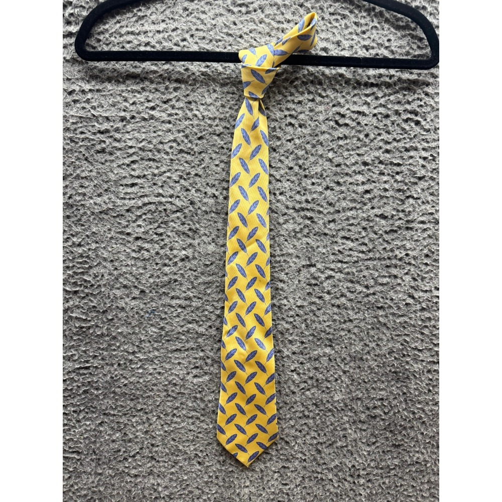 Hermes Paris Men's Leaves Patterned 100% Silk Designer Neck Tie Yellow One Size